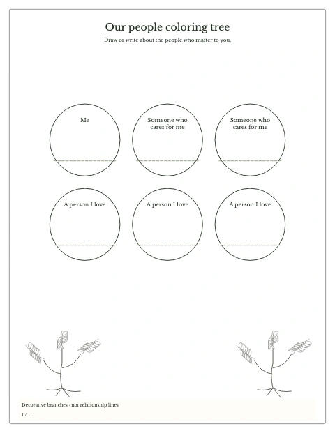 Coloring Tree — fictional example, page 1 of 1
